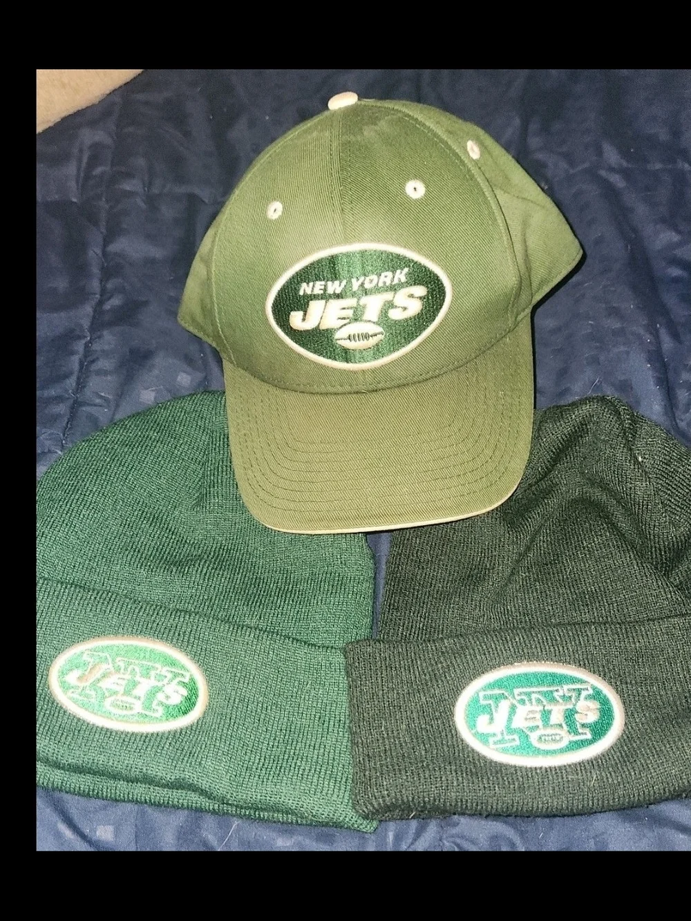 New York Jets Green Cap and Beanie Trio